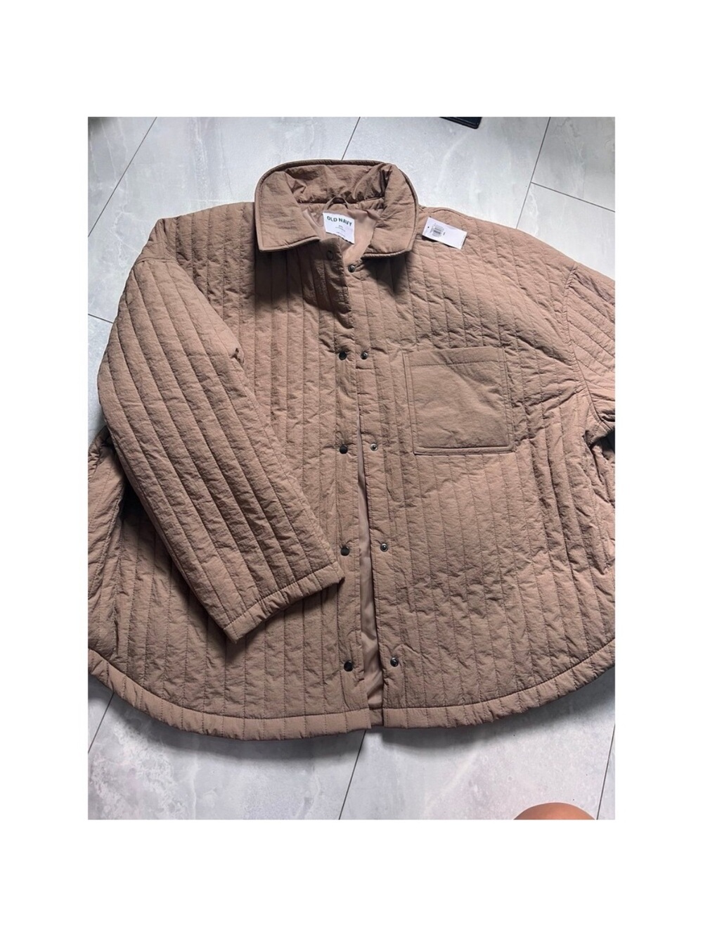 Old Navy Quilted Brown Button-Front Puffer Jacket